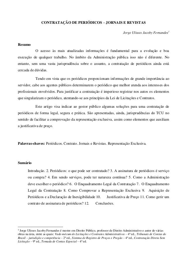 Contratação de Periódicos por Jacoby Advogados de Brasília