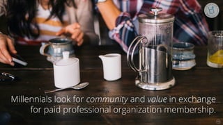 Se7en - Creative Powerpoint Template
Millennials look for community and value in exchange
for paid professional organization membership.
10!
 