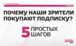 телеканал до///дь 
tvrain.ru 
Почему наши зрители 
покупают подписку? 
просты х 
шагов 
 
