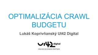 OPTIMALIZÁCIA CRAWL
BUDGETU
Lukáš Koprivňanský UI42 Digital
 