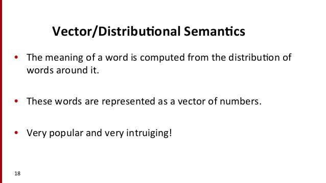 Lecture Vector Semantics (aka Distributional Semantics)