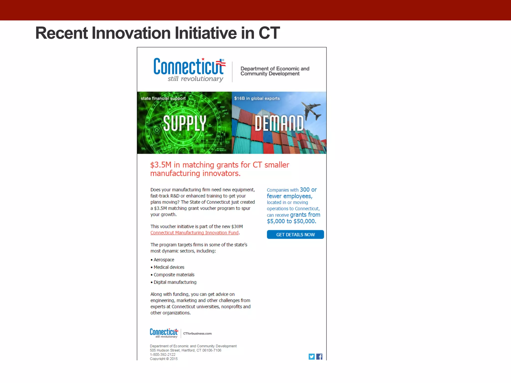 Recent Innovation Initiative in CT
 