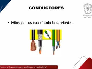 CONDUCTORES
• Hilos por los que circula la corriente.
 