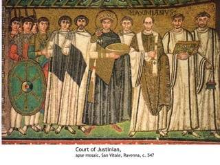Court of Justinian,
apse mosaic, San Vitale, Ravenna, c. 547
 