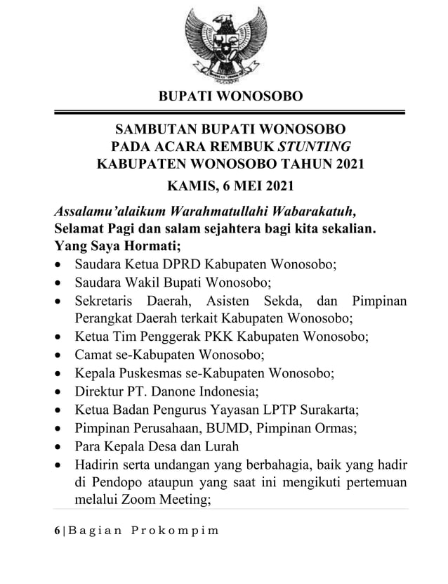 06 mei 2021, sambutan bupati acara rembuk stunting 2021 | PDF