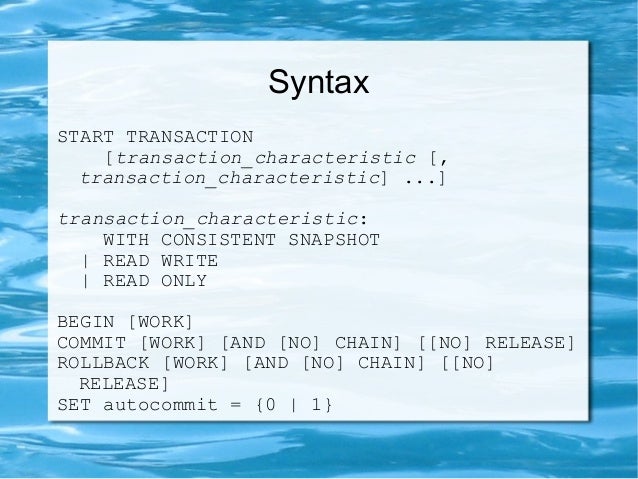 MySQL Transactions