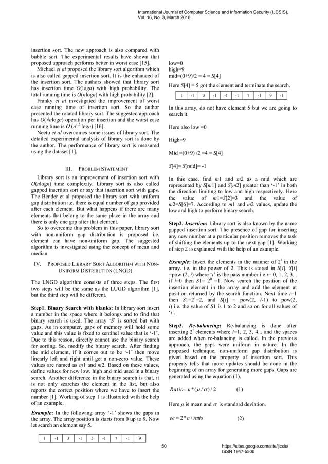 Non-Uniform Gap Distribution Library Sort | PDF