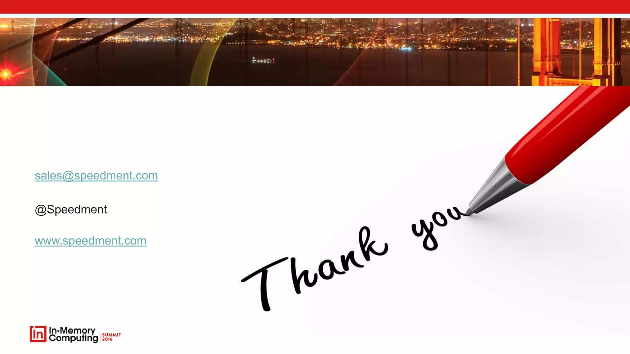 sales@speedment.com
@Speedment
www.speedment.com
 