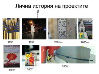 Лична история на проектите 1998 2005— 2007 1999 2008 2002 2001— 