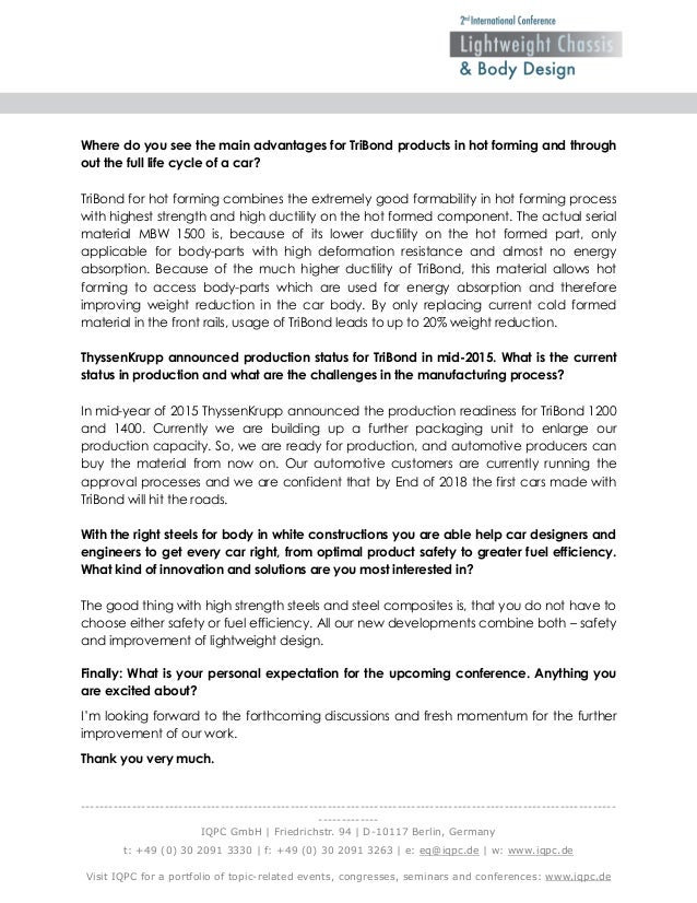 Thyssenkrupp About The New Composite For Hot Forming And Its Advantag