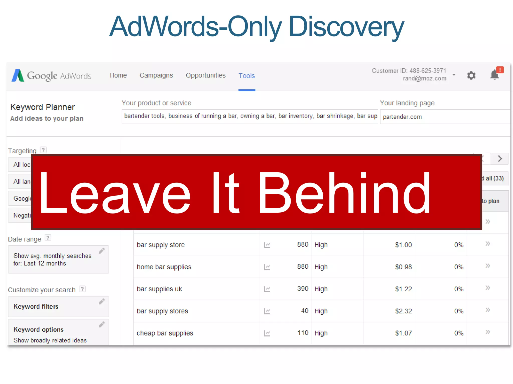AdWords-Only Discovery
Leave It Behind
 