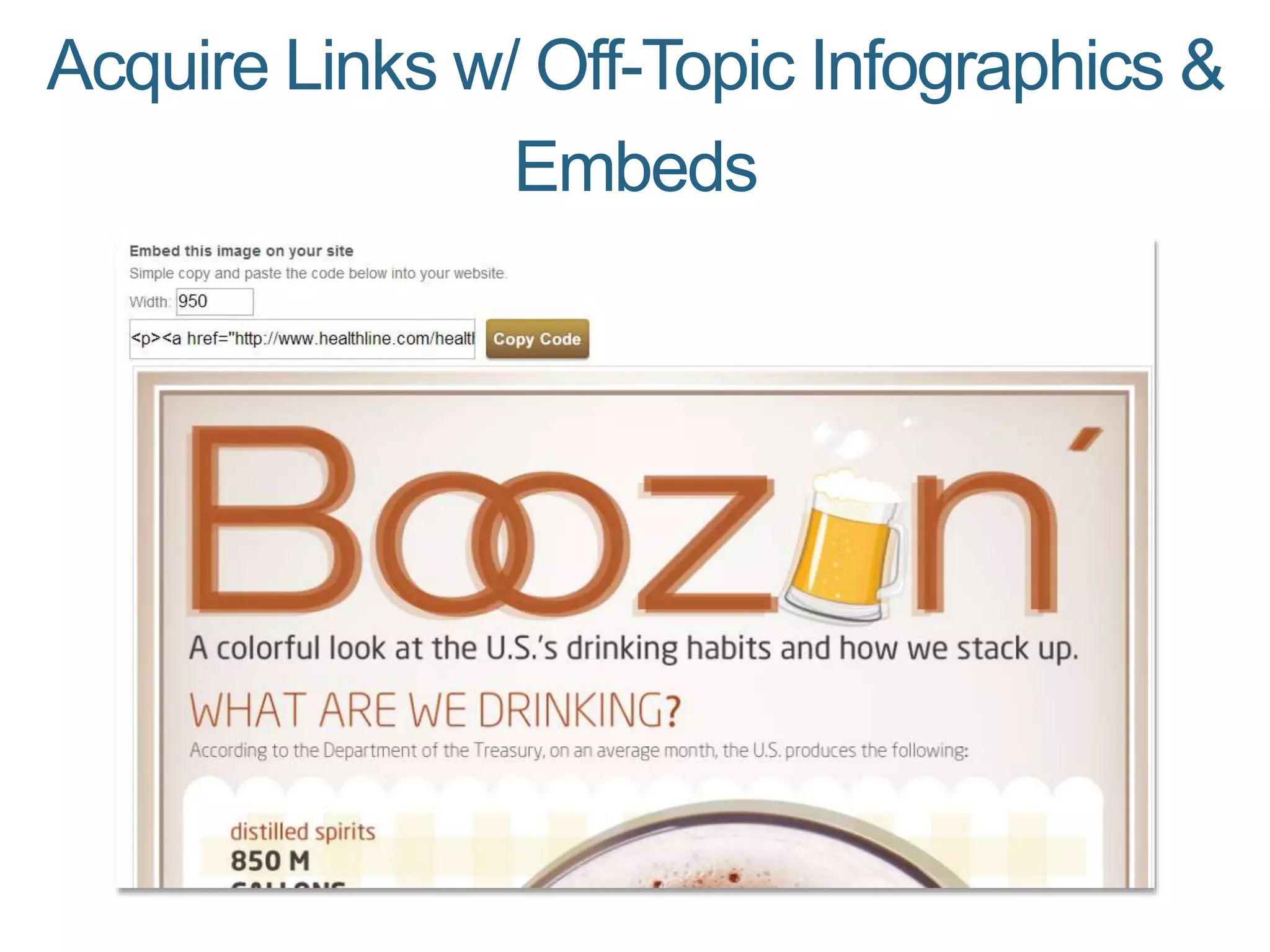 Acquire Links w/ Off-Topic Infographics &
Embeds
 