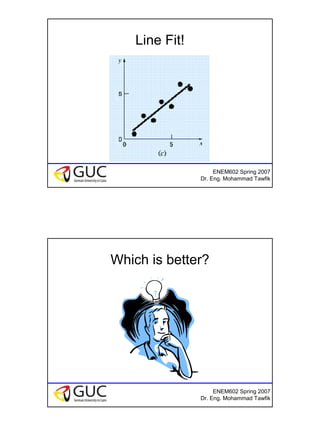 3
ENEM602 Spring 2007
Dr. Eng. Mohammad Tawfik
Line Fit!
ENEM602 Spring 2007
Dr. Eng. Mohammad Tawfik
Which is better?
 