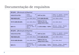 Documentação de requisitos
 