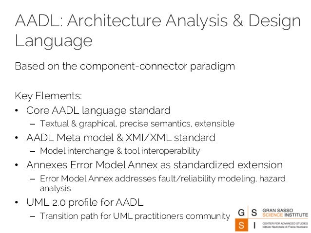 Architecture Design Language aadl: architecture analysis and design language Architecture Design Language aadl: architecture analysis and design language