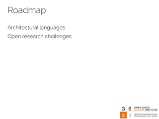Roadmap
Architectural languages
Open research challenges
 