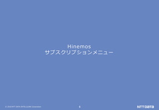 © 2018 NTT DATA INTELLILINK Corporation 6
Hinemos
サブスクリプションメニュー
 