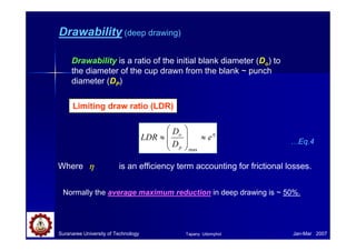 Formability Vs Drawability 06 sheet metal forming | PDF