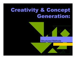 Creativity & Concept
Generation:
Structured Methods
 