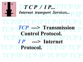 TCP/IPTCP/IPTCP/IP
        T C P / I P...
     Internet transport Services...
      TCP/IPTCP/IPTCP/IP
TCP/IPTCP/IPTCP/IPTCP/I
     TCP ---> Transmission
TCP/IP TCP/IP TCP/IP TCP
      Control Protocol.
TCP/IPTCP/IPTCP/IPTCP/I
     I P ---> Internet
TCP/IPProtocol. TCP/IP TCP
       TCP/IP
TCP/IP TCP/IP TCP/IP TCP
 