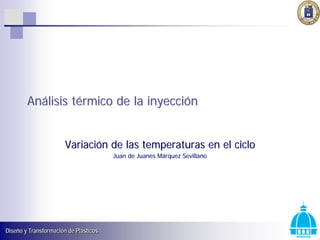 Análisis térmico de la inyección


                      Variación de las temperaturas en el ciclo
                                       Juan de Juanes Márquez Sevillano




Diseño y Transformación de Plásticos
 