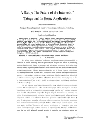 A Study: The Future of the Internet of Things and its Home Applications ...