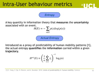 A key quantity in information theory that measures the uncertainty
associated with an event.
Intra-User behaviour metrics
...