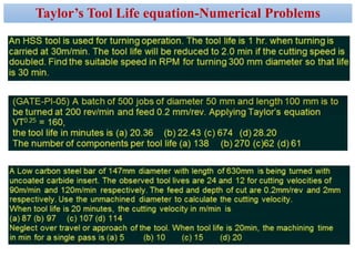 Taylor’s Tool Life equation-Numerical Problems
 