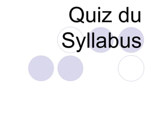 Quiz du Syllabus 