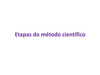 Etapas do método científico
 