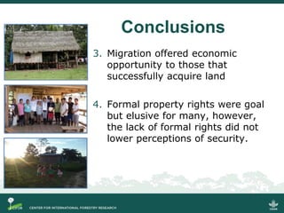 Migration, property rights and livelihoods on Peruvian forest frontiers