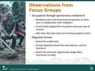 Migration, property rights and livelihoods on Peruvian forest frontiers