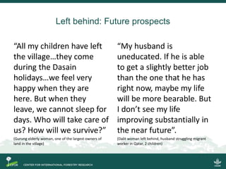 What is the impact of out-migration for employment purposes on peoples and land?