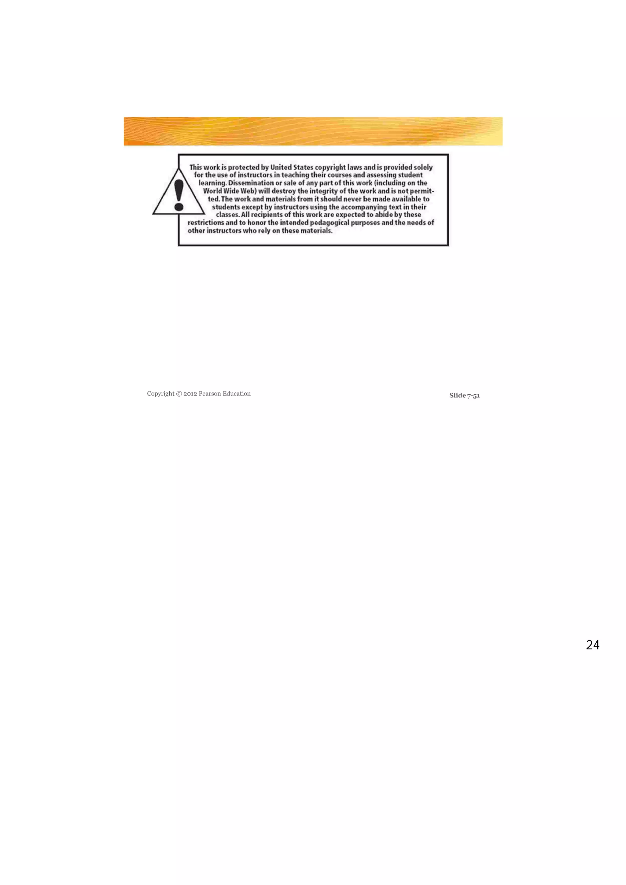 Copyright © 2012 Pearson Education Slide 7-51
24
 