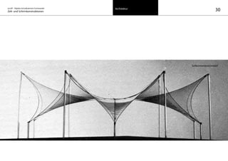Architektur
30
Seifenmembranmodell
on/off – Objekte mit kalkuliertem Formwandel
Zelt- und Schirmkonstruktionen
 