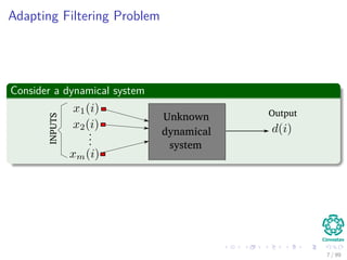 Adapting Filtering Problem
Consider a dynamical system
Unknown
dynamical
system
Output
INPUTS
7 / 101
 