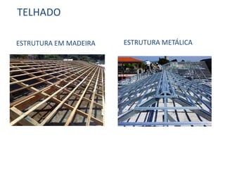 TELHADO
ESTRUTURA EM MADEIRA ESTRUTURA METÁLICA
 