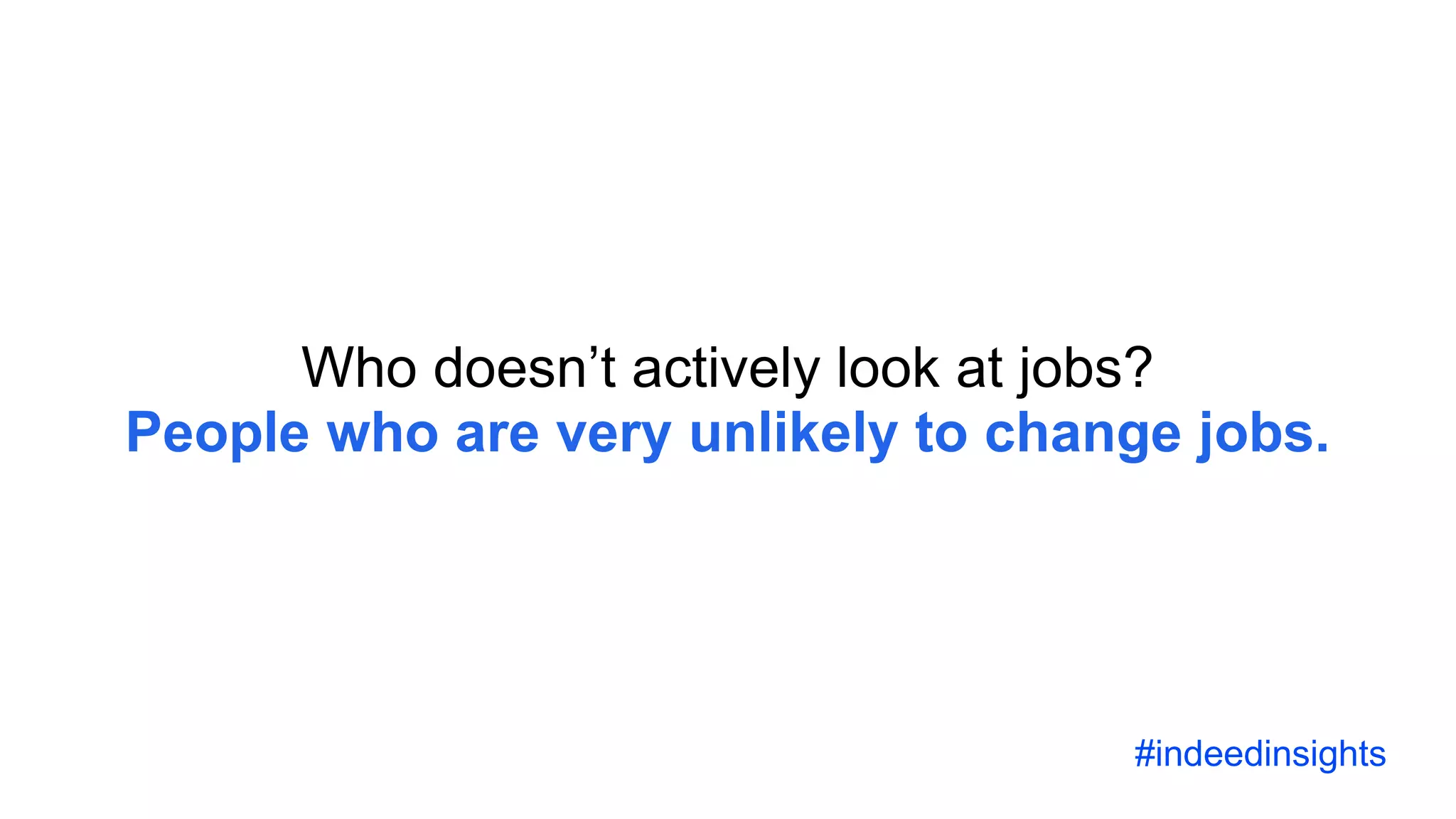 Who doesn’t actively look at jobs?
People who are very unlikely to change jobs.
#indeedinsights
 