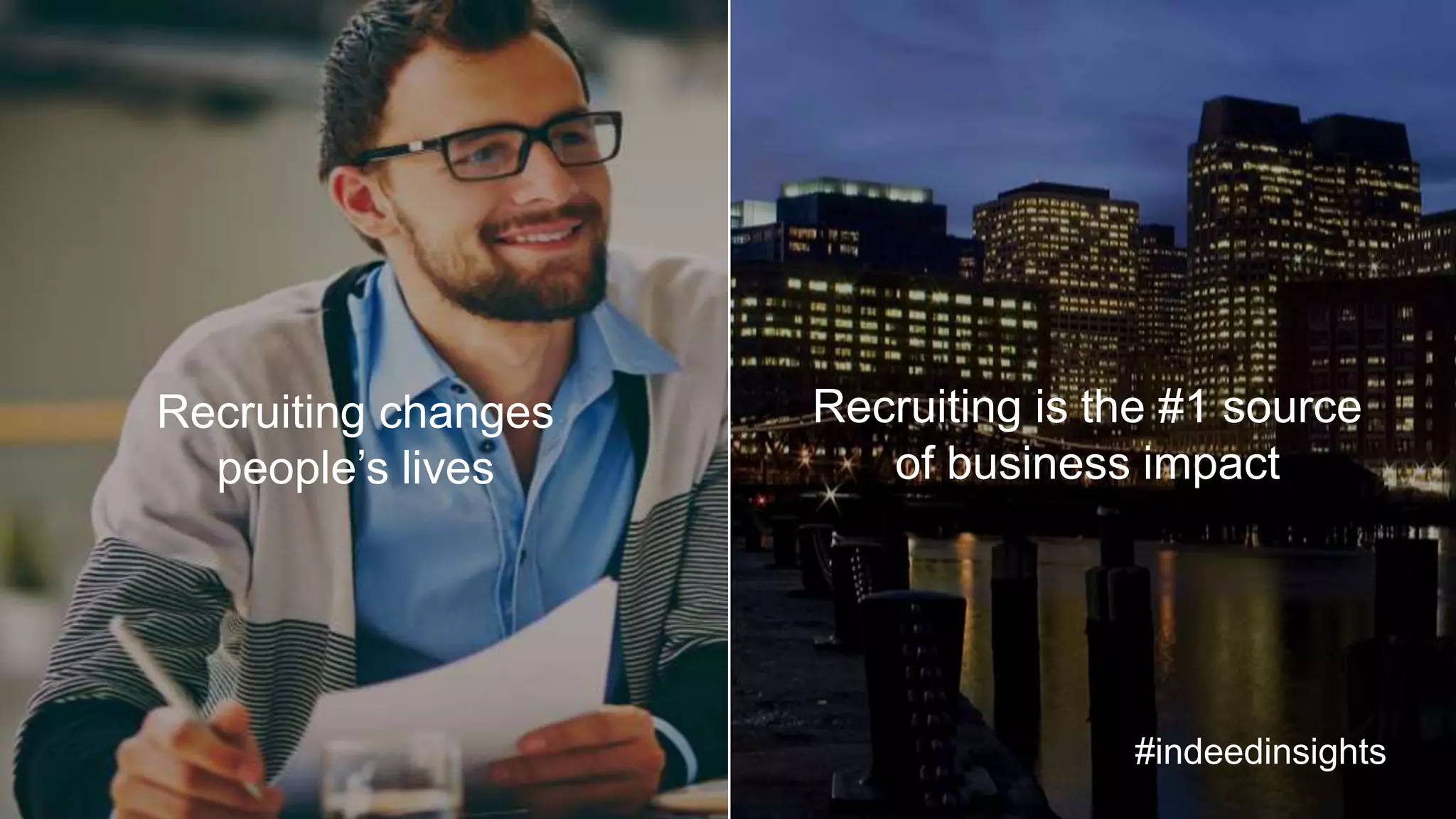 Recruiting changes
people’s lives
Recruiting is the #1 source
of business impact
#indeedinsights
 