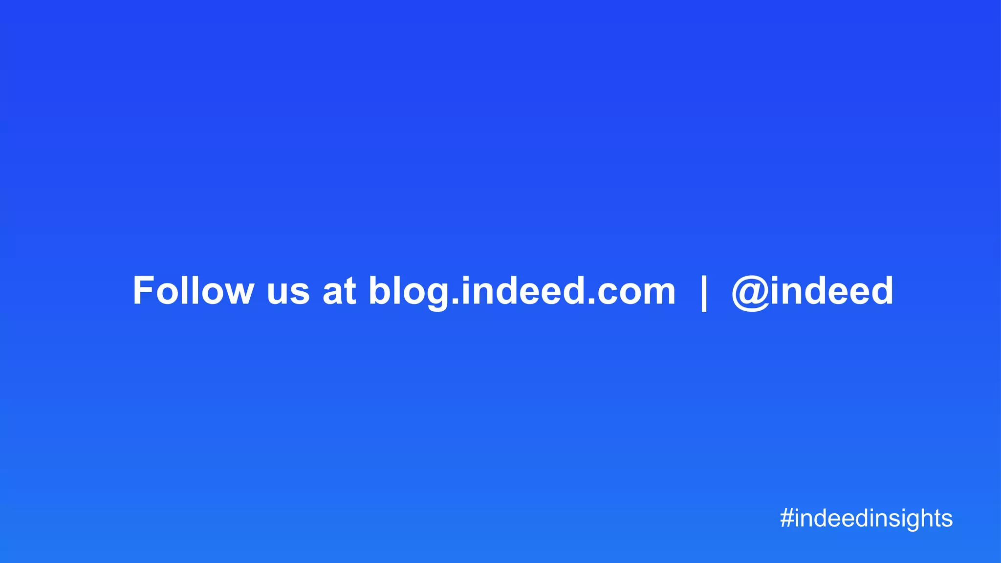 Follow us at blog.indeed.com | @indeed
#indeedinsights
 