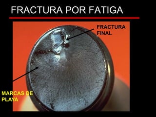 FRACTURA POR FATIGA
CORTE
MARCAS DE
PLAYA
FRACTURA
FINAL
 