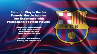 REHABILITATION
OF RECTUS
FEMORIS INJURIES
Experience at FC Barcelona
4th October 2016
 