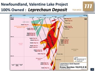 Newfoundland, Valentine Lake Project
100% Owned : Leprechaun Deposit        TSX:MOZ




                                                 14
 