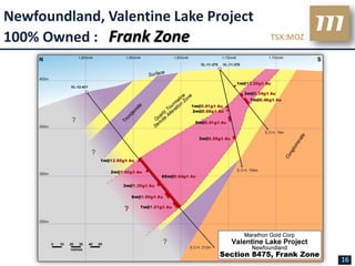 Newfoundland, Valentine Lake Project
100% Owned : Frank Zone                TSX:MOZ




                                                 16
 