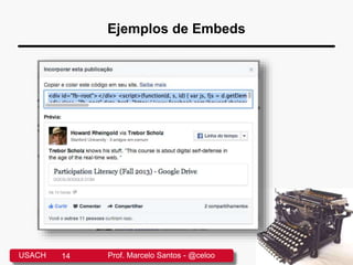 Ejemplos de Embeds
USACH 14 Prof. Marcelo Santos - @celoo
 