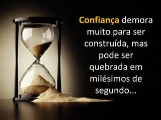 ConfiançaConfiança demora
muito para ser
construída, mas
pode ser
quebrada em
milésimos de
segundo...
 