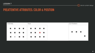 data & content design
LESSON 7
PREATTENTIVE ATTRIBUTES: COLOR & POSITION
42
 