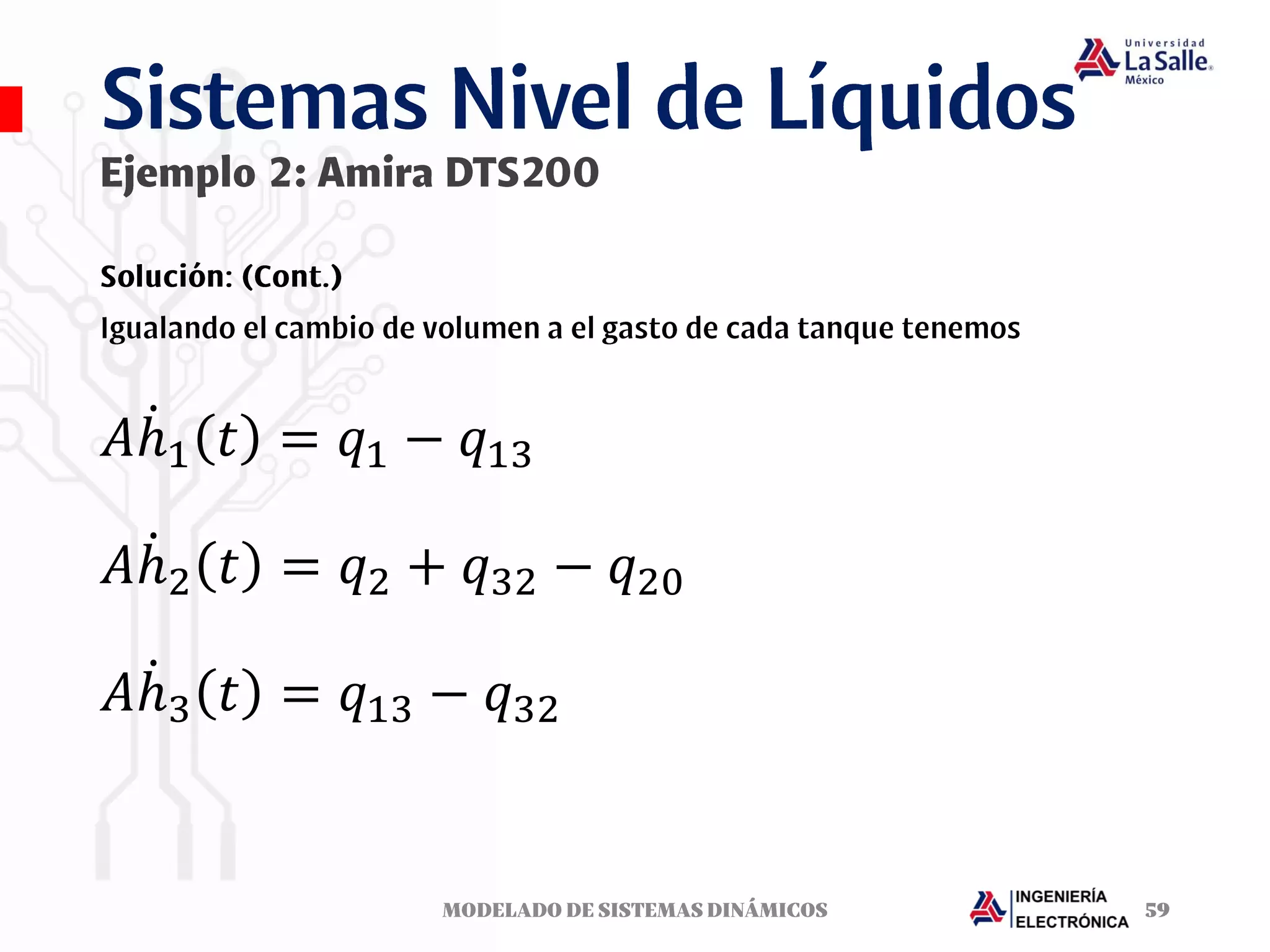 𝐴 ሶ
ℎ1 𝑡 = 𝑞1 − 𝑞13
𝐴 ሶ
ℎ2 𝑡 = 𝑞2 + 𝑞32 − 𝑞20
𝐴 ሶ
ℎ3 𝑡 = 𝑞13 − 𝑞32
 