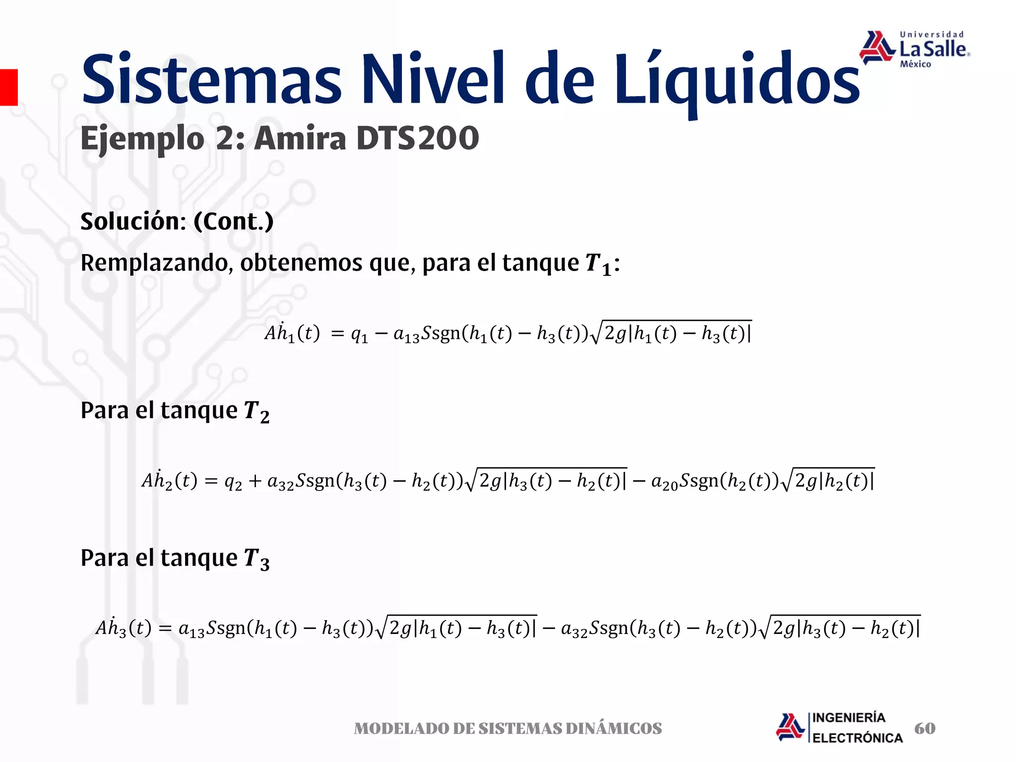 𝑻𝟏
𝐴 ሶ
ℎ1 𝑡 = 𝑞1 − 𝑎13𝑆sgn ℎ1(𝑡) − ℎ3(𝑡) 2𝑔 ℎ1(𝑡) − ℎ3(𝑡)
𝑻𝟐
𝐴 ሶ
ℎ2 𝑡 = 𝑞2 + 𝑎32𝑆sgn ℎ3(𝑡) − ℎ2(𝑡) 2𝑔 ℎ3(𝑡) − ℎ2(𝑡) − 𝑎20𝑆sgn ℎ2(𝑡) 2𝑔 ℎ2(𝑡)
𝑻𝟑
𝐴 ሶ
ℎ3 𝑡 = 𝑎13𝑆sgn ℎ1(𝑡) − ℎ3(𝑡) 2𝑔 ℎ1(𝑡) − ℎ3(𝑡) − 𝑎32𝑆sgn ℎ3(𝑡) − ℎ2(𝑡) 2𝑔 ℎ3(𝑡) − ℎ2(𝑡)
 