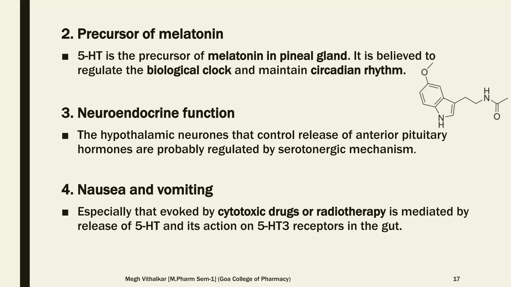 Serotonin Pharmacology (5-HT) [Neurotransmitter] | PPTX